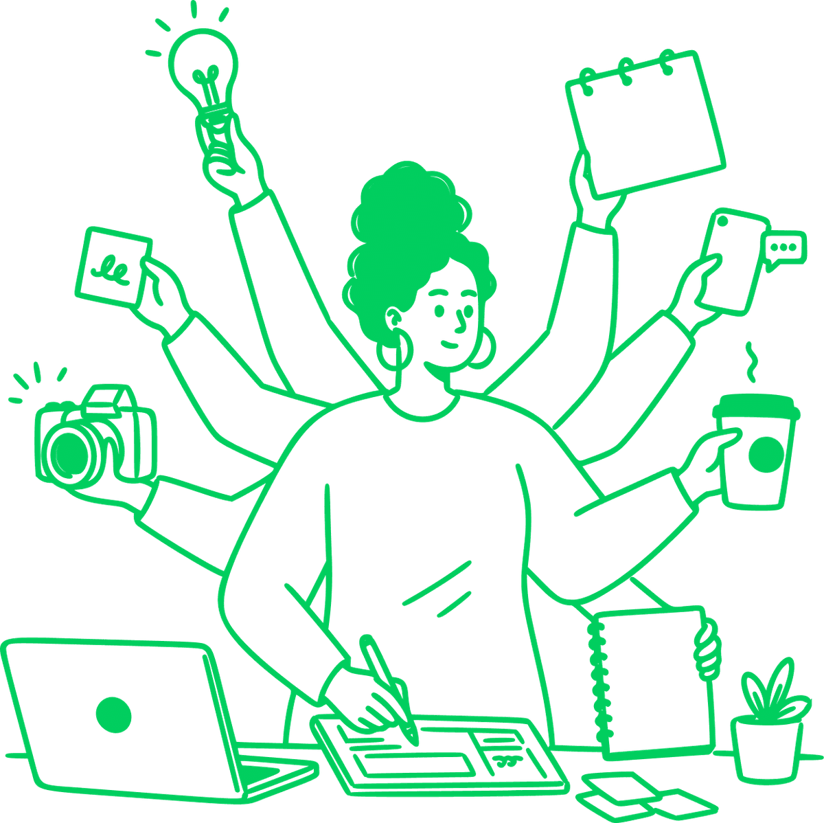 Creative professional juggling multiple tools